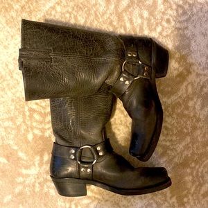 Frye harness boot in weathered black.  RARE